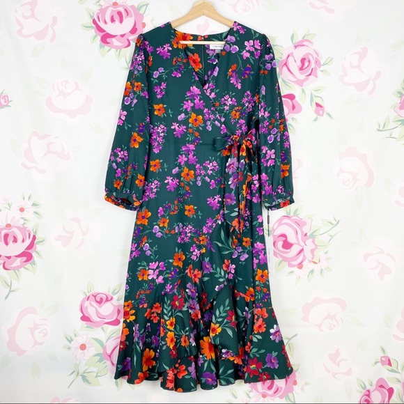 Calvin Klein Dresses & Skirts - NEW Calvin Klein Floral Print Faux Wrap Dress